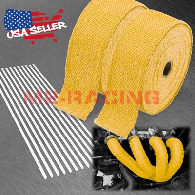 Cinta térmica de aislamiento de cabezal colector envolvente térmica de escape amarillo de 2 rollos x 2" 50 pies Foto 1 de 4