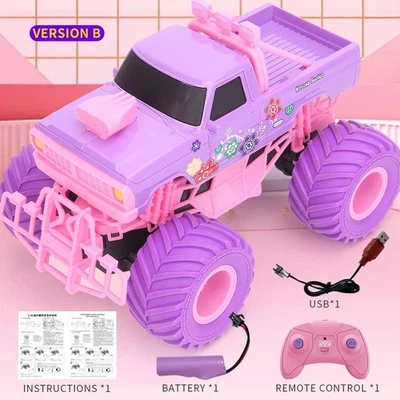 Pink RC Monster Truck Off-Road Car Toy party Girls gift Kids Off Road buggy UK - Image 1 of 4