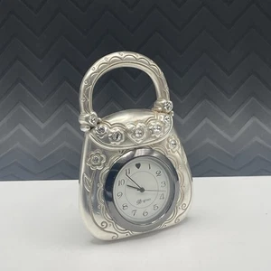 Brighton Silber Geldbörse Tischuhr Strass Akzente Blumenmuster Wohndeko - Bild 1 von 7