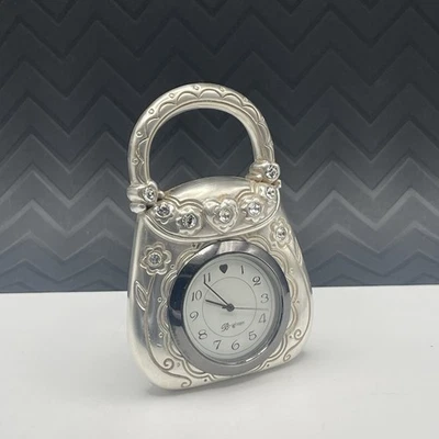 Brighton Plata Cartera Reloj de Mesa Acentos de Estrás Diseño Floral Decoración del Hogar Foto 1 de 4