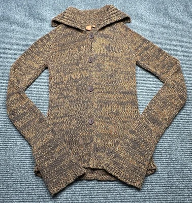 BKE кардиган свитер женщин большой коричневый Marled кнопка спереди шаль воротник - Изображение 1 из 4