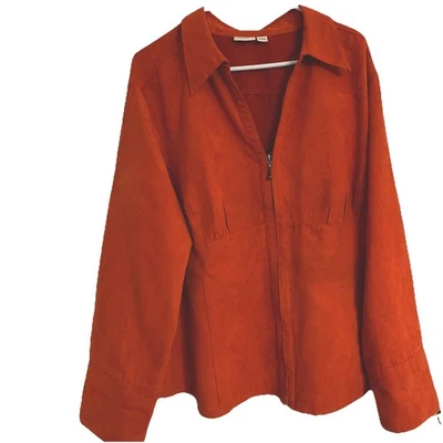 Chaqueta para mujer Cato 22/24W cremallera imitación gamuza naranja rojizo mangas largas Foto 1 de 4