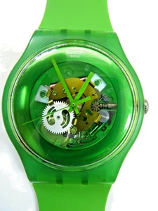 A Super 2012 Swatch New Gent Watch SUOG103 GREEN LACQURED, Mint, New Batt, Works - Picture 1 of 9
