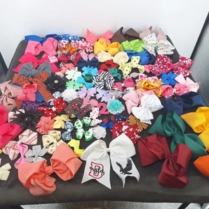 Lot of Bows Girls Hair Bow Assorted Colors and Sizes Preowned 88 + 14 For Repair - Picture 1 of 13