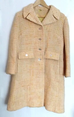 Vintage 60s  Yellow Weave Coat - Mod (Sz Small) - Image 1 of 4