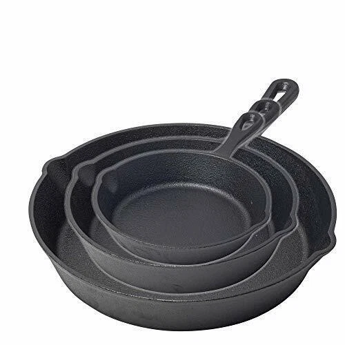 Nuovva Pre-seasoned Frying Pan - Black (3 Piece)