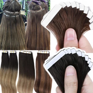 Cinta sin rastro en extensiones de cabello humano Remy real trama de piel invisible Balayage - Imagen 1 de 67