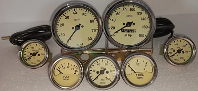 Smiths Gauge Kit Temp+ Oil+ Fuel+ Amp +Oil Temp+Speedometer+Tacho 100 mm - Image 1 of 4