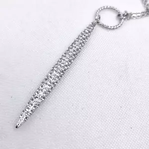 Touchstone Pave Kristall Swarovski Halskette silberfarben Anhänger 30" - Bild 1 von 6