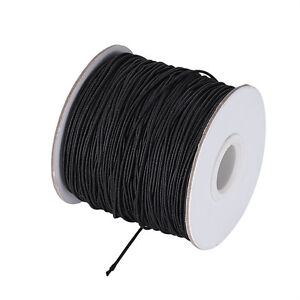 109yds/Roll Round Nylon Elastic Cords Stretch Threads Black Rubber Inside 1mm