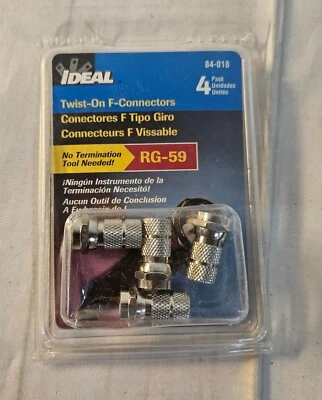 NIP (4-Pk) Ideal Twist-On F-Connectors RG-59 84-018 - Image 1 of 2
