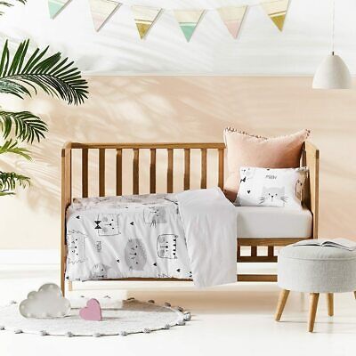 METRO Louie Cat COT Quilt Cover Set - Meow, Kitty, Hearts - RRP $119.99 • 68.57$