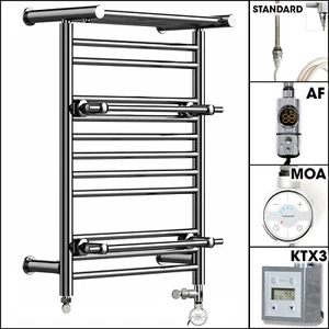 Dual Fuel 490x680 mm Chrome Heated Towel Rail incl. Valves+Electric Heating Kit - Picture 1 of 12