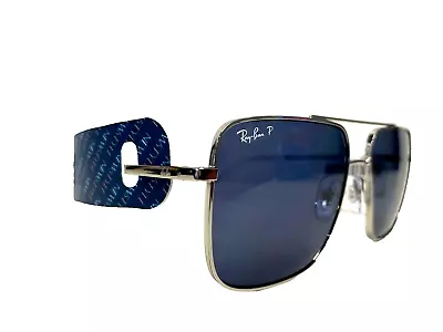 GAFAS DE SOL POLARIZADAS RAY-BAN RB3758 003/2V MARCO PLATEADO LENTE AZUL 56/16 145mm Foto 1 de 4
