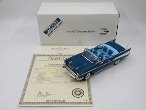 1957 Chevrolet Bel Air Convertible Blue 1:24 Diecast Car Danbury Mint +Paperwork - Picture 1 of 18
