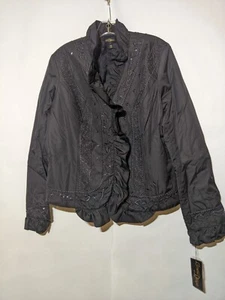 Giacca Christine Phillips nuova con etichetta nera imbottita con perline XL - Foto 1 di 7