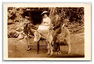Happy Hollow Hot Springs Arkansas newlyweds on Mules RPPC AZO ARK 1910c - Picture 1 of 2