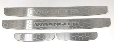 Protectores de umbral de acero inoxidable Wrangler JL 18-24 delanteros y traseros de fábrica Mopar 4 puertas Foto 1 de 4