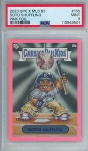 2023 Topps GPK X MLB secchio spazzatura bambini Juan Soto rimescolamento FOGLIO ROSA 40/99 PSA 9 - Foto 1 di 2