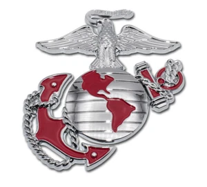MARINE CORPS 3X3 INCH EGA GOLD CHROME MEDALLION EMBLEM MADE IN USA - Afbeelding 1 van 1