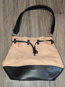 Lia Numa Leather Rafia Bucket Shoulder Bag Purse Made in Italy Satchel HandBag - Picture 1 of 22