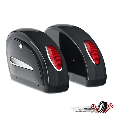 For Road King Street Glide Motorcycle Luggage Trunk Hard SaddleBags w/ Lights - Image 1 of 4