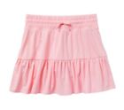 Justice Girls Pink Skirt Tiered Built In Shorts Elastic Waist Pull On Size 7/8