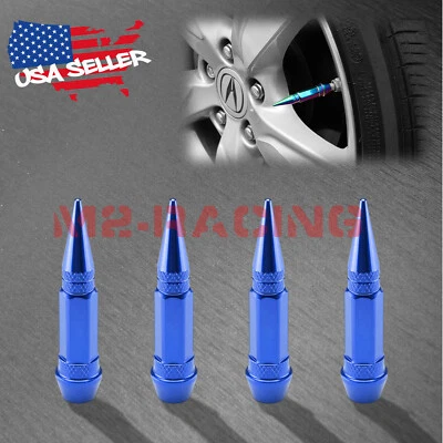 Juego de 4 tapas de vástago de válvula de pico largo azul para neumáticos de rueda TVC28 Foto 1 de 4