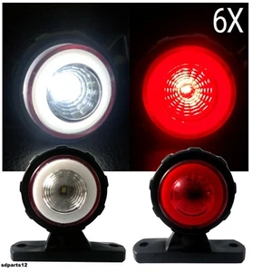 6x Luci Ingombro 12/24V LED Neon Bianco Rosso Fanali Laterali Per Camion Van Bus - Afbeelding 1 van 5