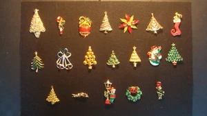 RIESIGE (19) Vintage WEIHNACHTEN STRASS BROSCHE & ANSTECKNADEL Lot - selten - sehr guter Zustand - Bild 1 von 16