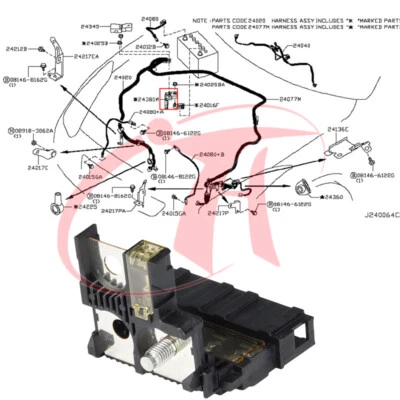 For Nissan Infiniti 2004-13 Positive Battery Cable Fusible Fuse Link Connector  - Imagem 1 de 4