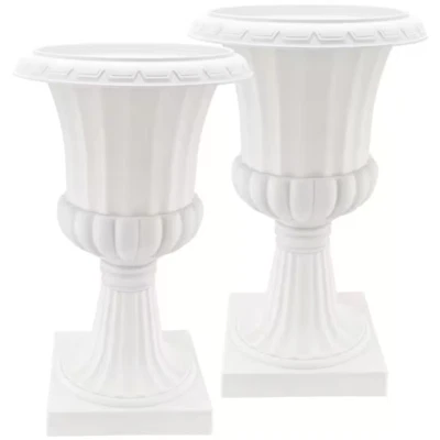 Pedestal Urna Deluxe 27 pulgadas Pack de 2 de plástico blanco de diseño clásico resistente a la intemperie Foto 1 de 4