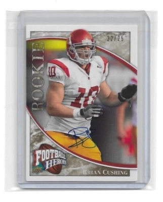 2009 UD Football Heroes Brian Cushing 22/25 ON CARD ROOKIE AUTO SSP Case Hit 169 - Image 1 of 2