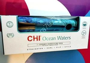 CHI* Ocean Waters 1'Ceramic Hairstyling Iron Straighten-Curl-Flip-Style 392F NIB - Picture 1 of 8