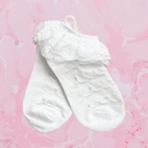 Frilly  Lace Ankle Girls, Kids Children School Party Wedding Socks  HB512 White - Picture 1 of 2
