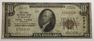 1929 $10 THE CHASE NB OF THE CITY OF NEW YORK, NY NATIONAL CURRENCY CH. #2370 - Bild 1 von 2
