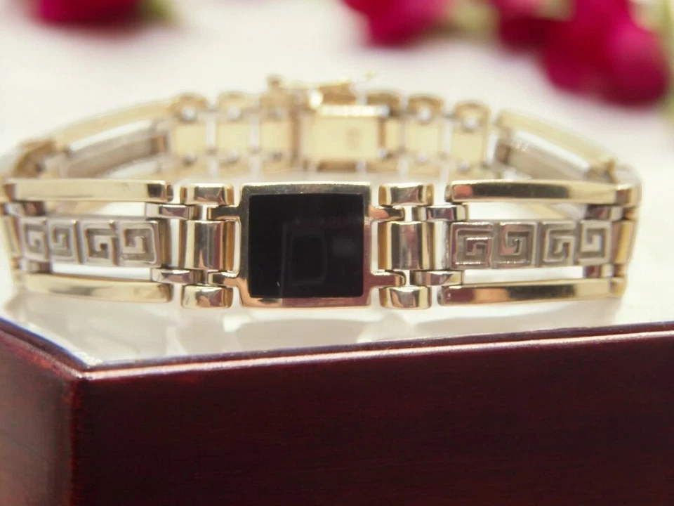 Pulseira de ônix designer de ouro branco 14k 7 polegadas Lx11mm ECONOMIZE 3.900.  #1853 - Imagem 1 de 4