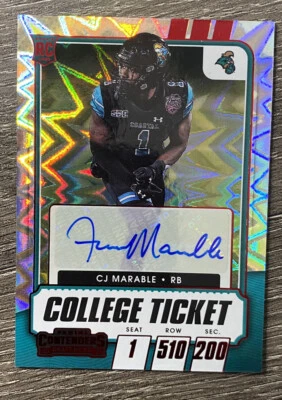 2021 Panini Contenders Draft CJ Marable Auto Rookie Red Explosion SP - Image 1 of 2