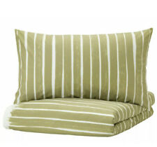 New! Ikea â€œKransramsâ€� Twin Duvet Cover with Pillow Sham White/Green Striped Set