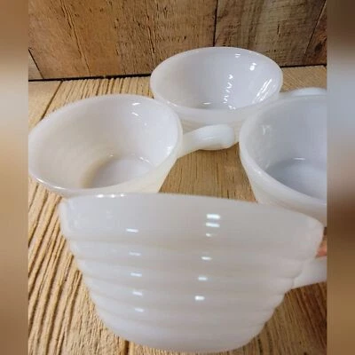 Vintage Fire King Anchor Hocking Handled Soup Bowls milk glass bakeware cookware - Image 1 of 4