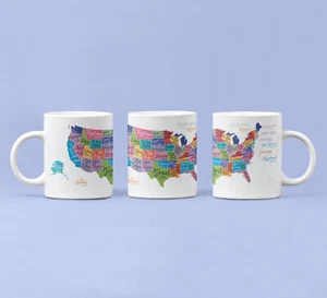 Taza Mapa Estados Unidos Mapa, Taza Geografía Amantes, Regalo para Niños, Mapa EE. UU. - Imagen 1 de 8