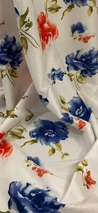 Tela de tafetán elástica floral multicolor marfil 58"" precio por metro - Imagen 1 de 2