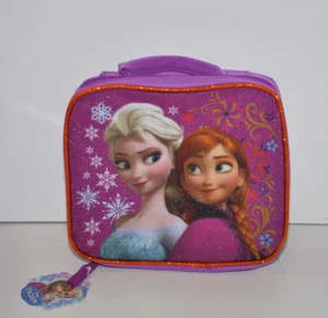 Disney Frozen Elsa Anna Canvas Insulated Lunch Bag Box New - Picture 1 of 3