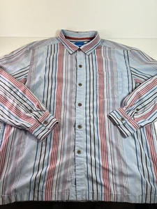 Tommy Bahama Men's XXL 52”c Striped Long Sleeve Silk/Cotton Button Down Blue EUC - Picture 1 of 11