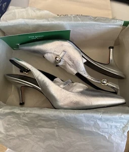 J.Crew Metallic Leather Sling back Pump With Buckle 8.5 - Picture 1 of 4