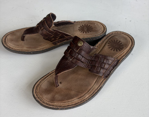 UGG Australia Jenaya 1007561 sandali pelle marrone donna 6 tessuto punta aperta perizoma