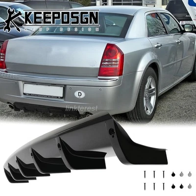 For Chrysler 300 Black Car Curved Rear Bumper Diffuser Splitter Lip Shark Fins Foto 1 de 4