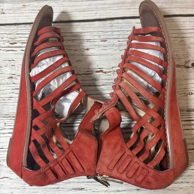 Vince Camuto Seanna Wedge Sandals Women’s Sz 7.5 Brick Orange Strappy Shoes - Image 1 of 4