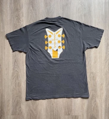 Vintage 90s Gretsch Guitar White Falcon Anniversary Promo Faded Black Shirt XL - Image 1 of 4