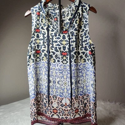 Top geométrico boho sin mangas violeta + Claire para mujer talla mediana Foto 1 de 4